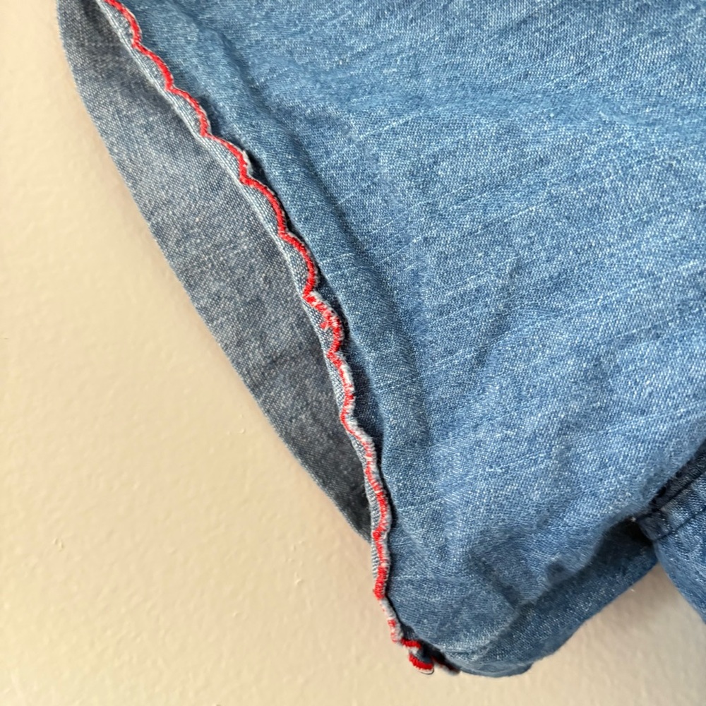 Embroidered Denim Button-Up Top - Picture 7 of 8